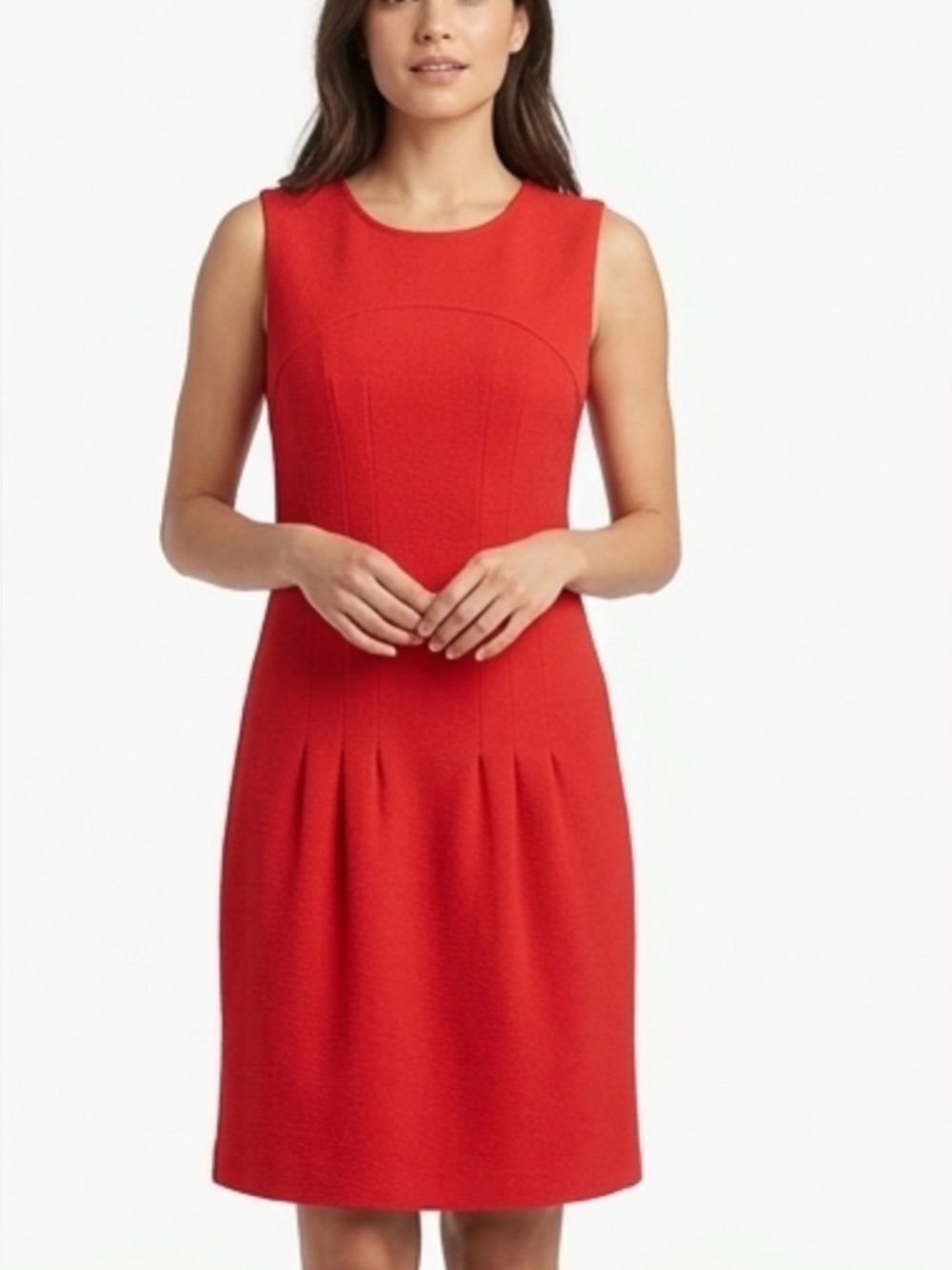 Oscar De La Renta Red 100% Wool Dress. Made In Italy.